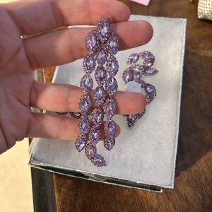 Elegant Purple Crystal Drop Earrings